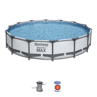 Каркасный бассейн круглый 427х84см+фильтр-насос Bestway Steel Pro Max 56595