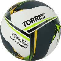 Мяч волейбольный Torres Save V321505 р.5, синт.кожа (ПУ), гибрид, бут.кам, бело-зелено-желный