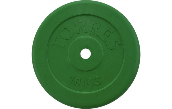 Диск обрезиненный Torres 10 кг PL504110, D25 мм, зеленый 600_380