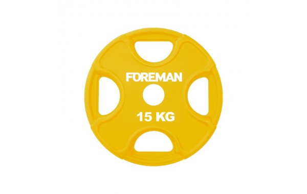 Диск олимпийский обрезиненный Foreman PRR, 15 кг PRR-15KG Желтый 600_380