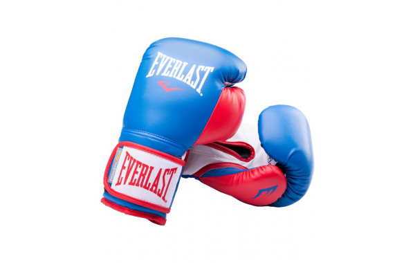 Перчатки боксерские Everlast Powerlock P00000727-10, 10oz, к/з, синий/красный 600_380
