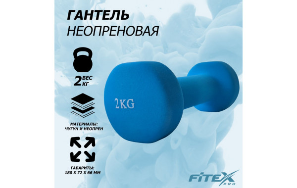 Гантель в неопреновой оболочке 2кг Fitex Pro FTX-2015-2kg 600_380