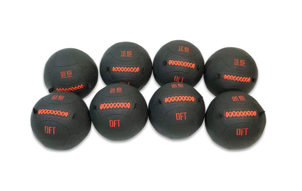 Набор тренировочных мячей Wall Ball Deluxe 8 шт от 3 до 15 кг Original Fit.Tools FT-DWB-SET 600_380