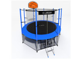 Батут i-Jump Classic Basket 8FT 244 см с нижней сетью и лестницей синий