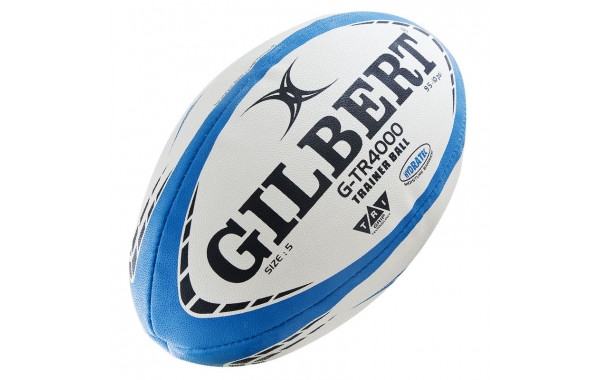 Мяч для регби р.5 Gilbert G-TR4000 бело-черно-голубой 600_380