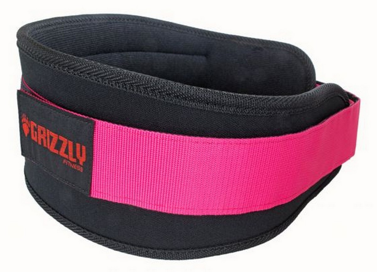 Атлетический пояс Grizzly Soflex Nylon Pro Weight Training Belt 8837L-0462 черный\розовый 1200_868