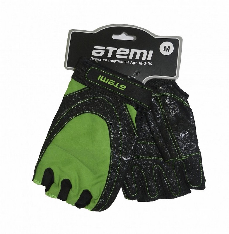 Перчатки для фитнеса Atemi AFG06GN черно-зеленые 782_800
