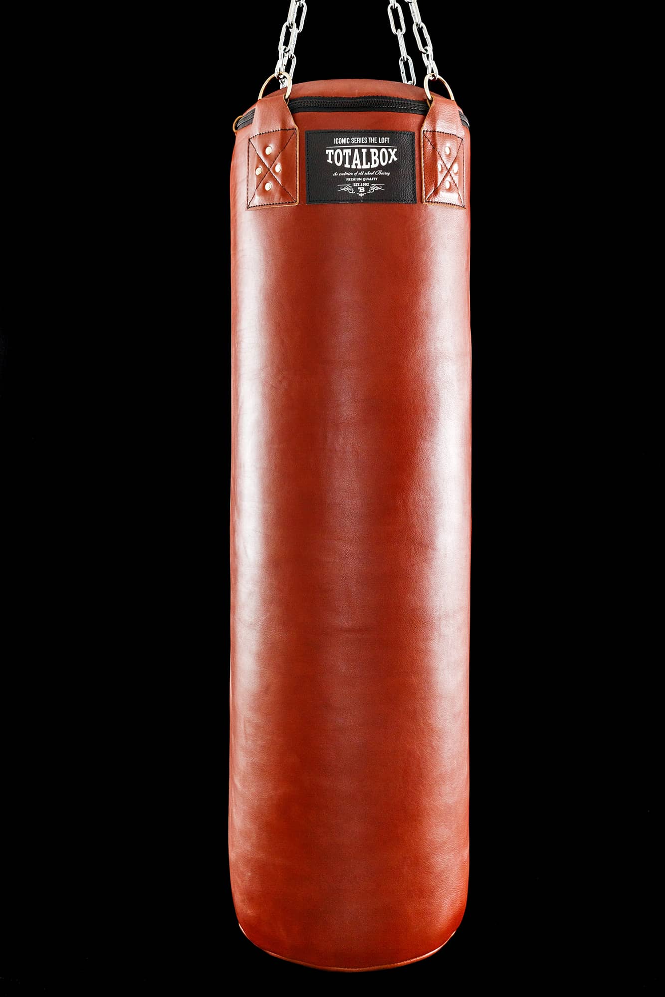 Мешок кожаный набивной боксерский LOFT 55 кг Totalbox СМК ЛФ 35х120-55 черный, коричневый 1333_2000