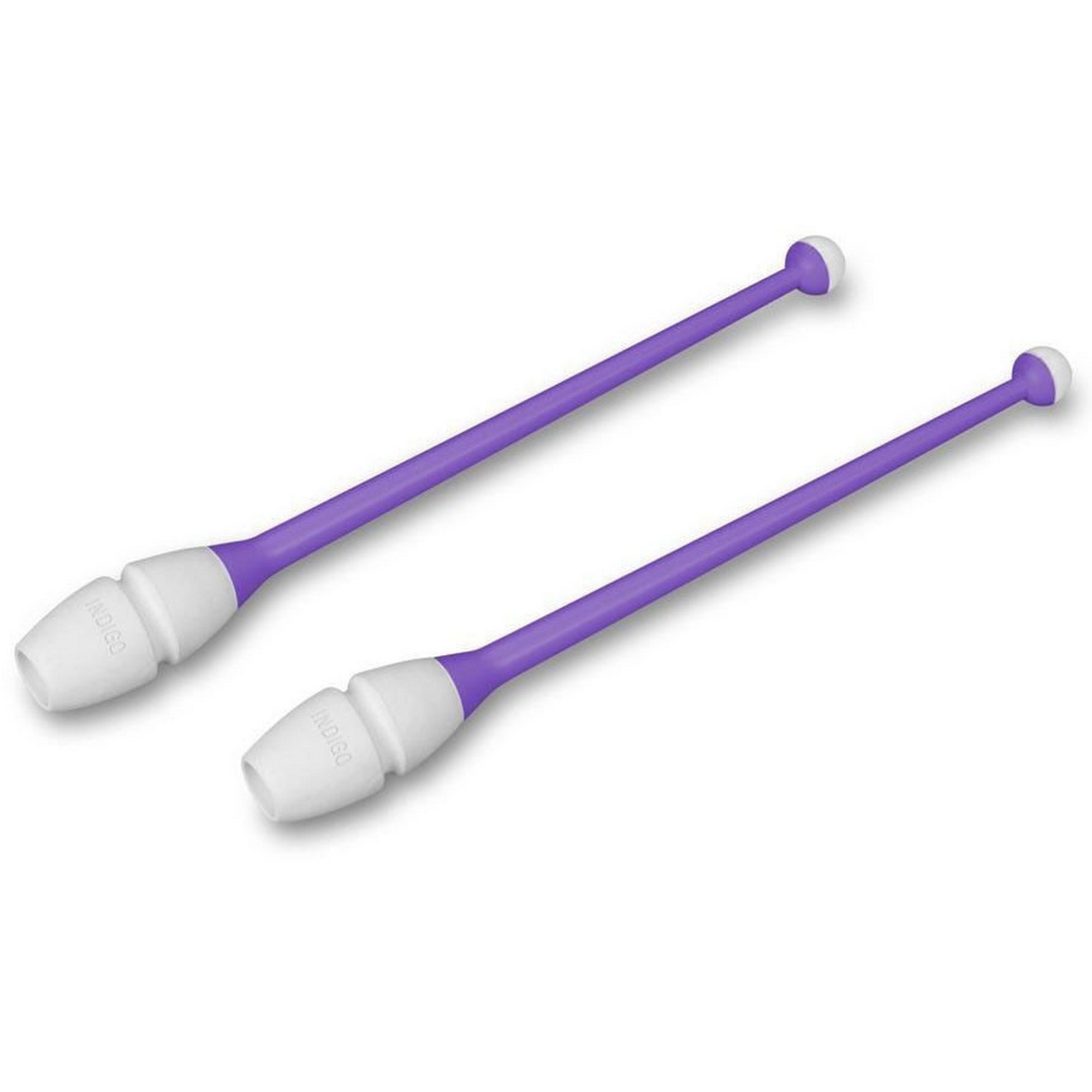 Булавы для художественной гимнастики Indigo 41 см, пластик, каучук, 2шт IN018-VW фиолетовый-белый 2000_2000