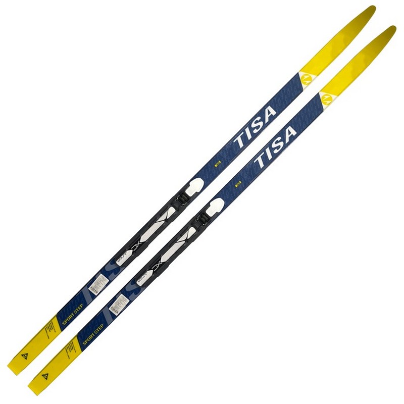Лыжный комплект Tisa Sport Step Jr. с креплениями синий\желтый 800_800