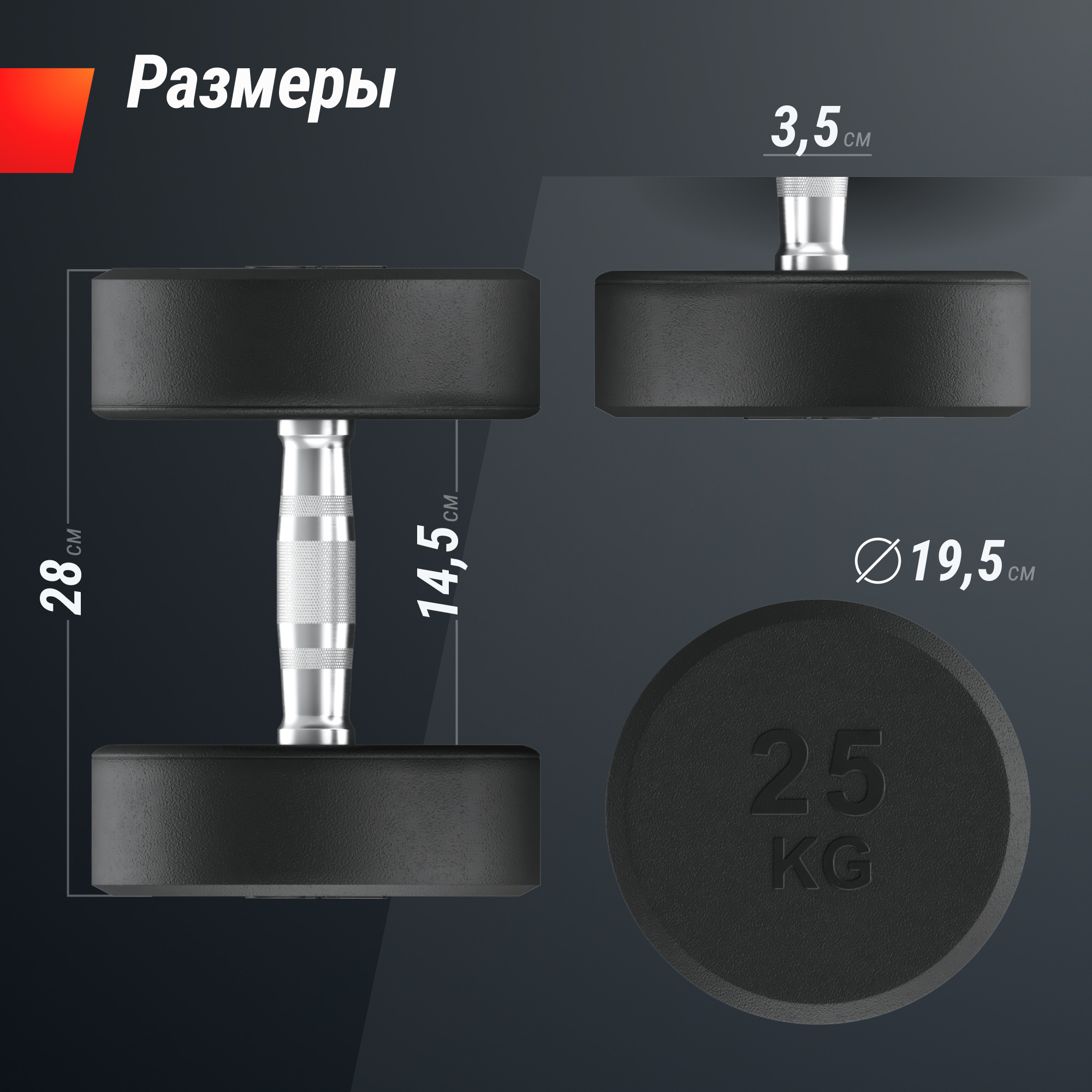 Гантель круглая обрезиненная 25 кг UnixFit PRO DBRND25PBKx2 2 шт 2000_2000