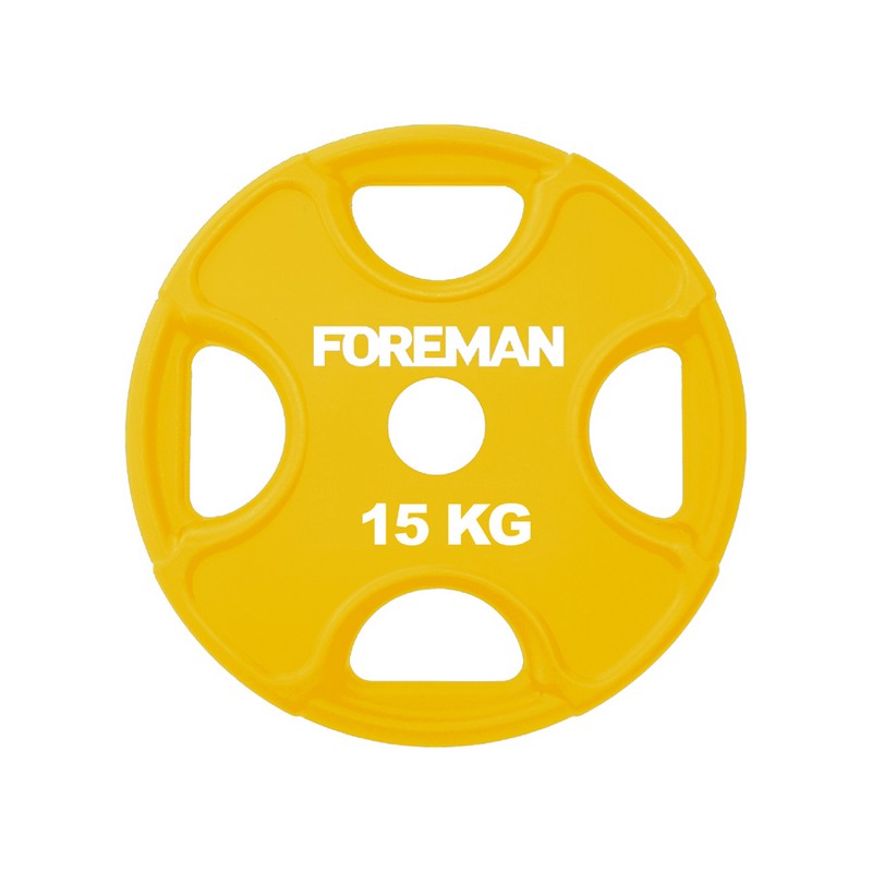 Диск олимпийский обрезиненный Foreman PRR, 15 кг PRR-15KG Желтый 800_800