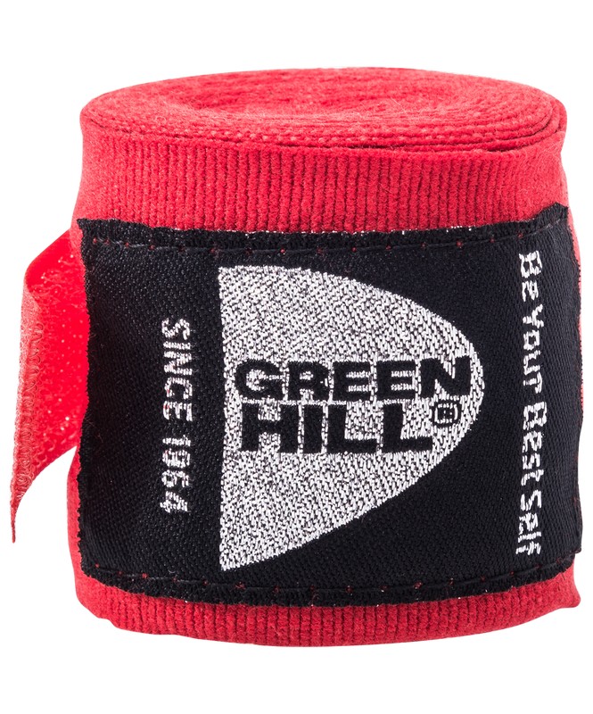 Бинт боксерский Green Hill BP-6232c, 3,5м, эластик красный 665_800