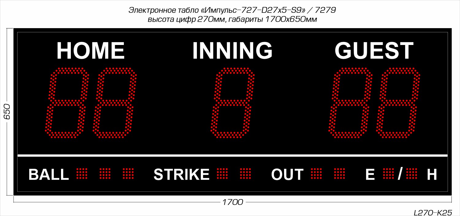Табло для бейсбола, софтбола Импульс 727-D27x5-S9 1500_706