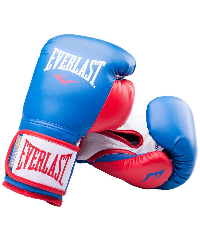Перчатки боксерские Everlast Powerlock P00000727-10, 10oz, к/з, синий/красный 665_800