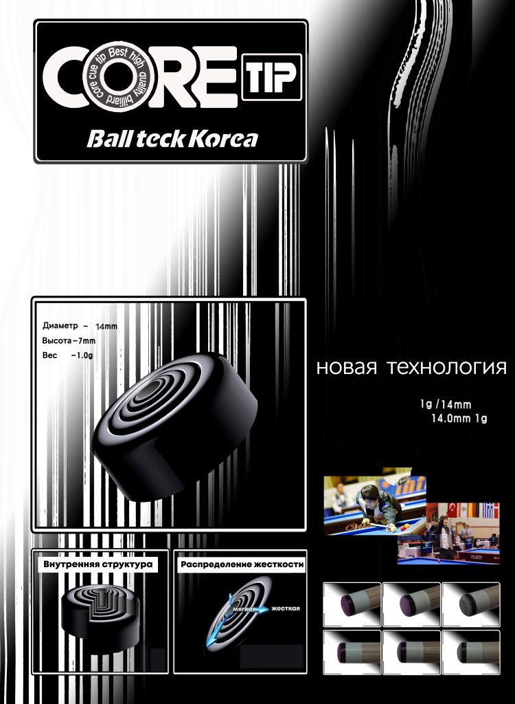 Наклейка для кия Ball Teck Galaxy Blue Core (MH-76) 13.5 мм 45.210.76.4 750_1024