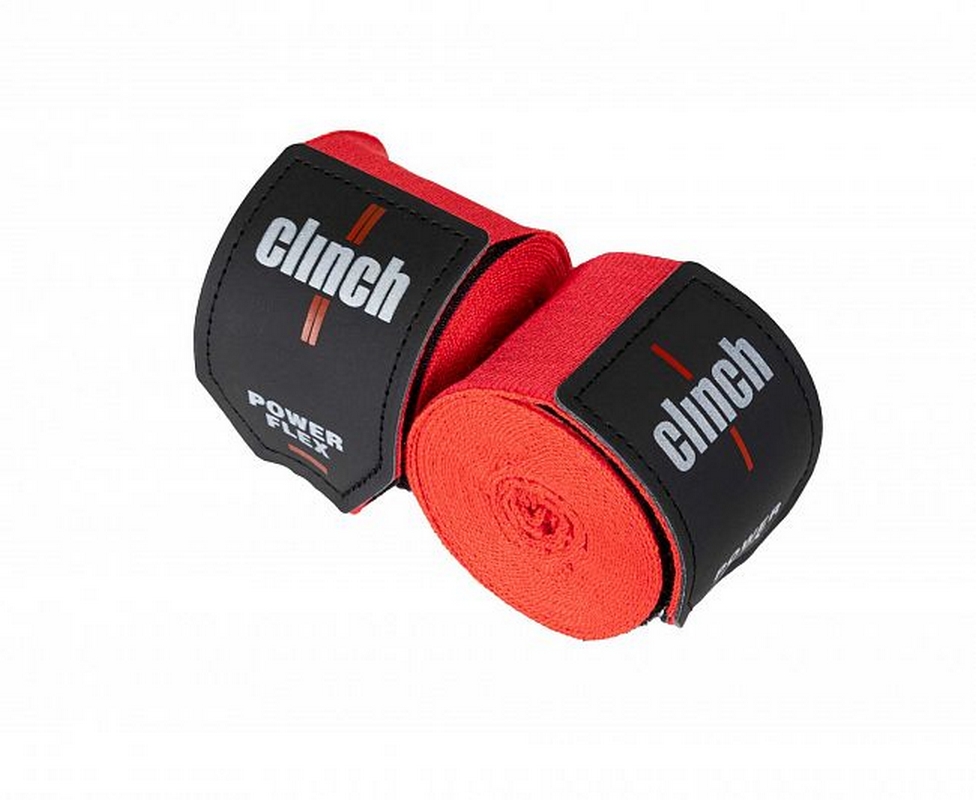 Бинты боксерские 350см Clinch Boxing Hand Wrap Power Flex C239 красный 976_800