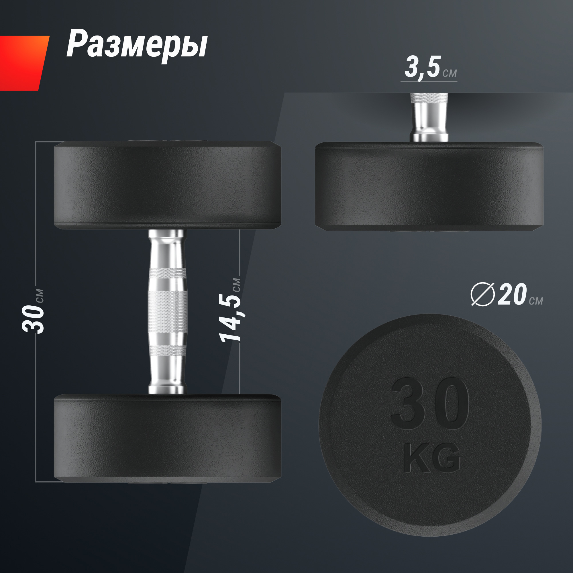 Гантель круглая обрезиненная 30 кг UnixFit PRO DBRND30PBKx2 2 шт 2000_2000
