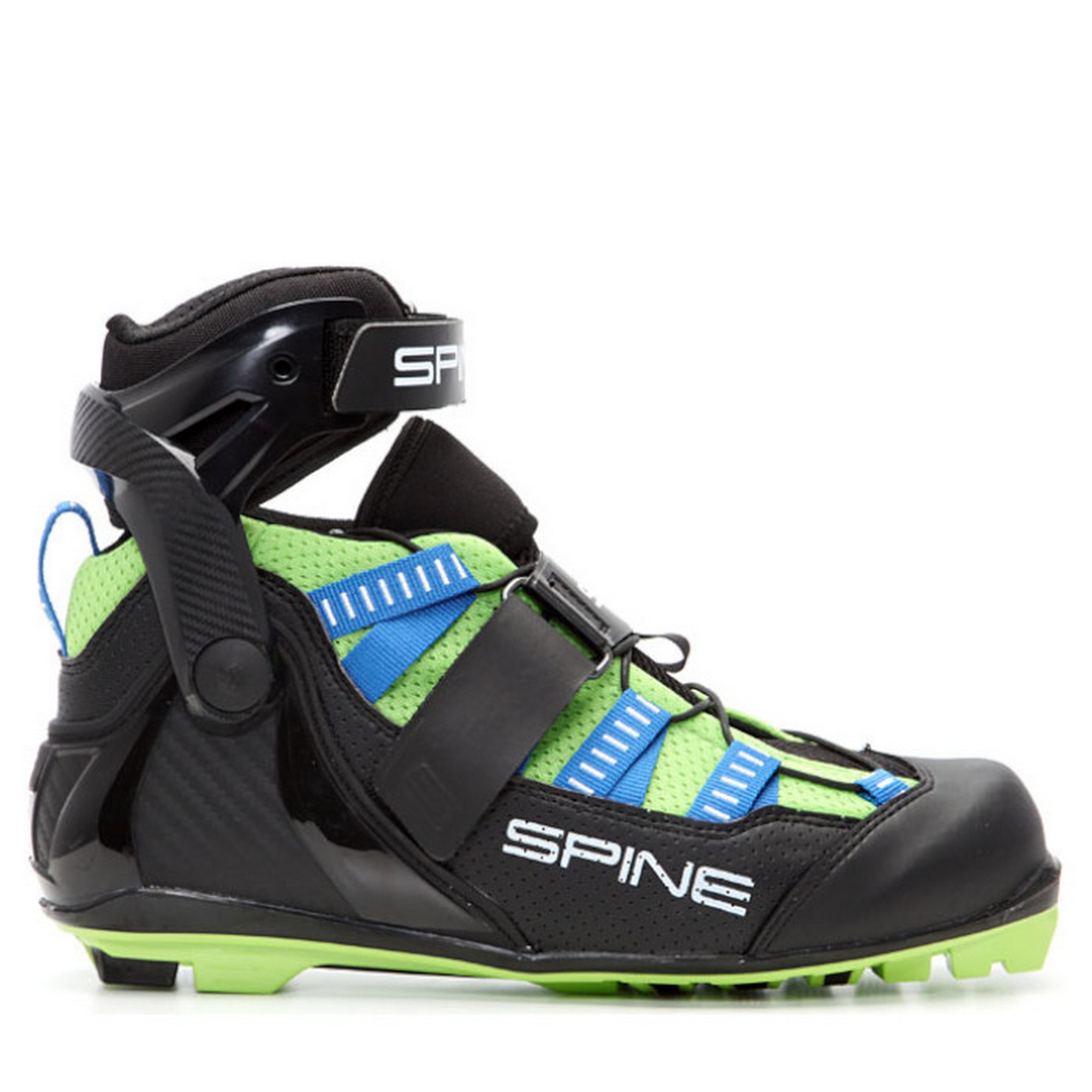 Лыжероллерные ботинки Spine SNS Skiroll Skate Pro 7 синий\черный\салатовый 2000_2000