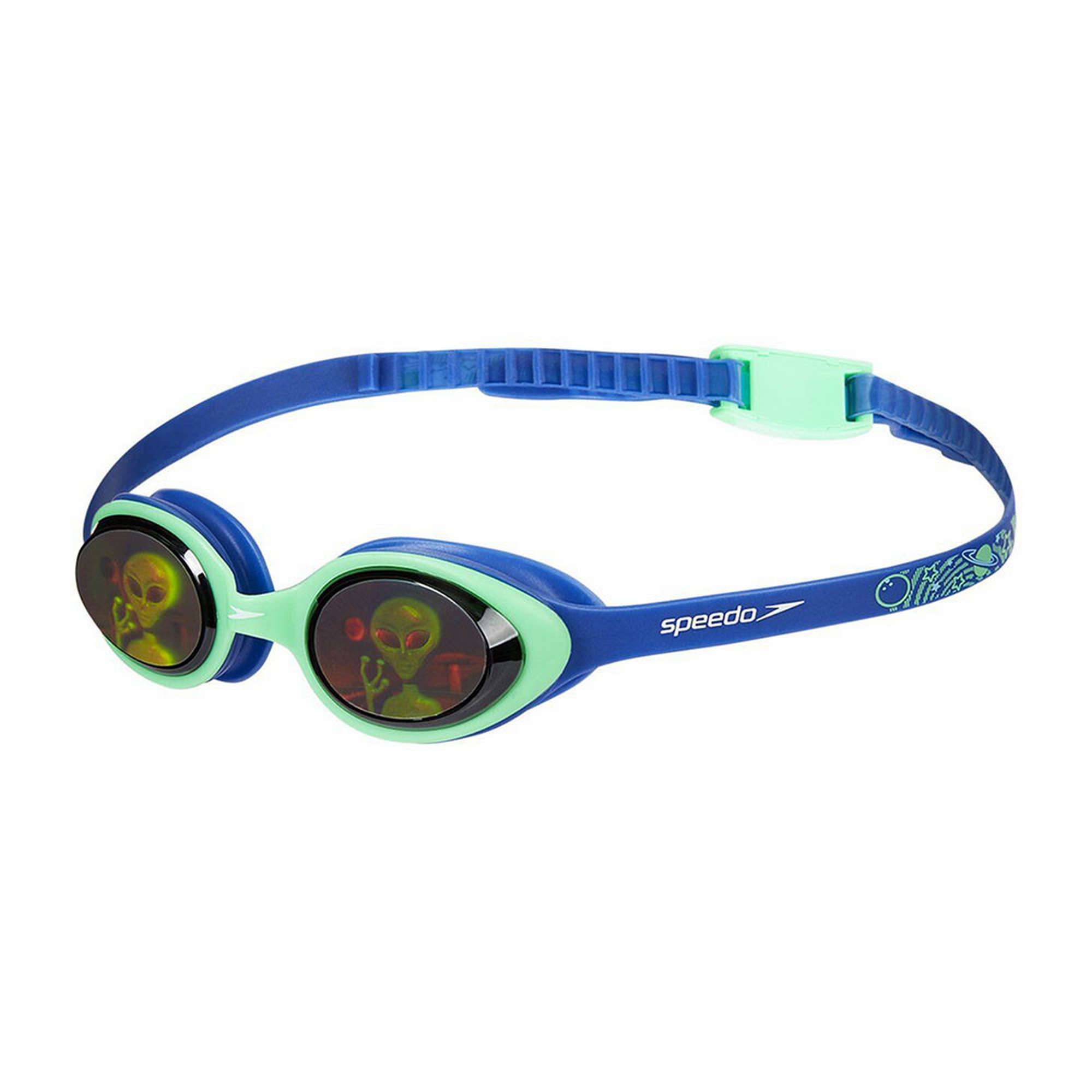 Очки для плавания детские Speedo Illusion 3D Print Jr 8-11597C620A голографические линзы, зеленая оправа 2000_2000
