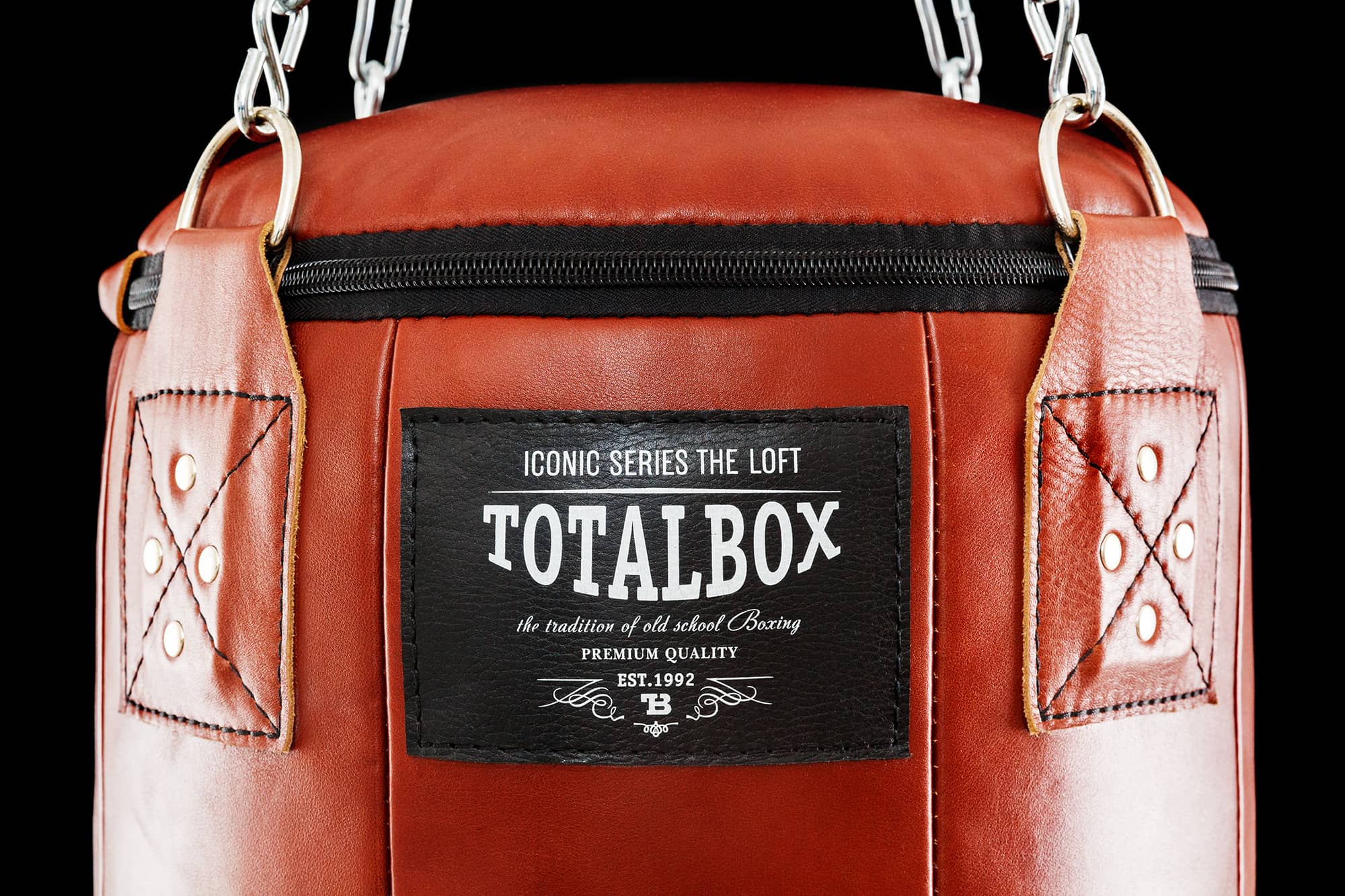 Мешок кожаный набивной боксерский LOFT 55 кг Totalbox СМК ЛФ 35х120-55 черный, коричневый 2000_1333