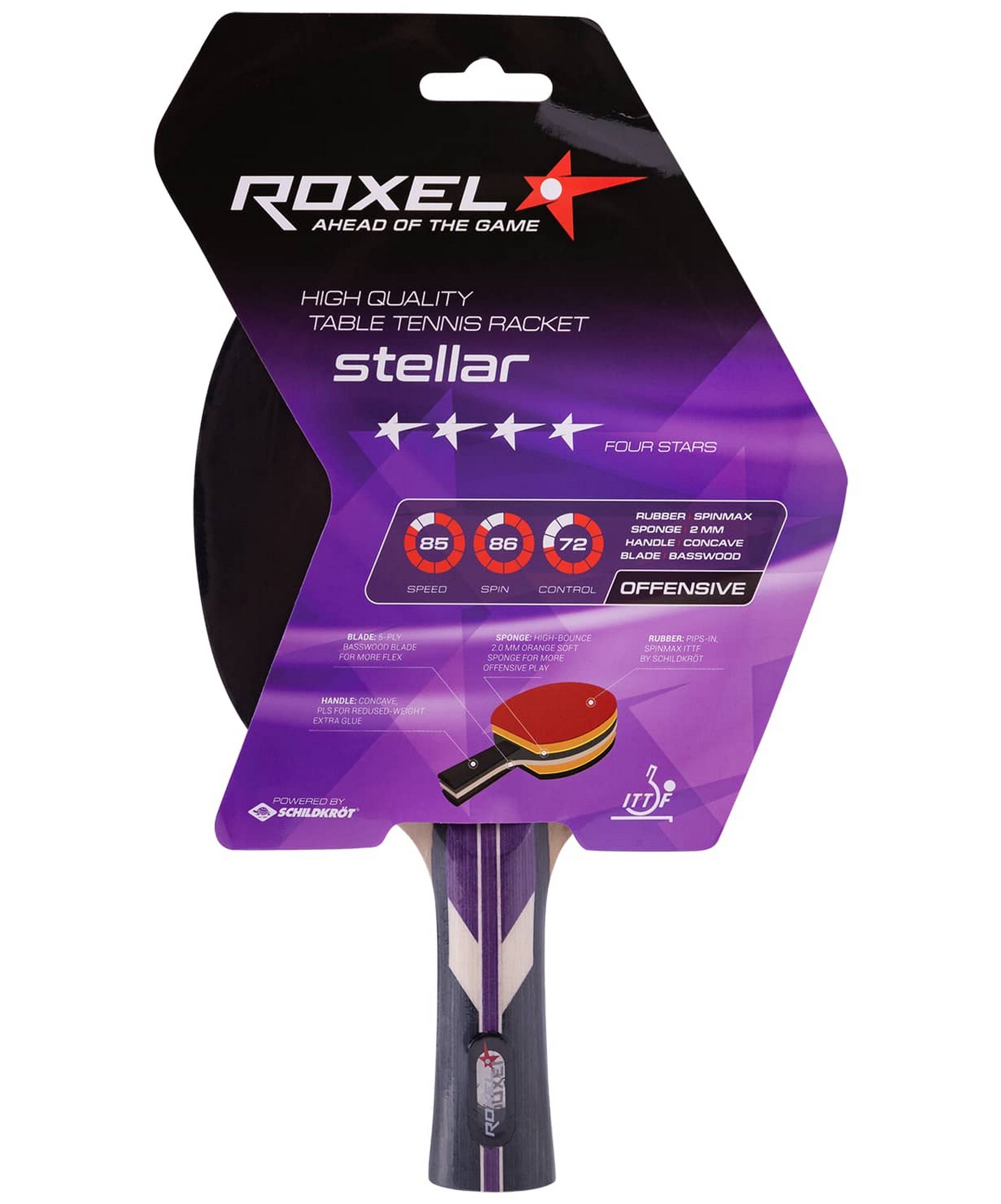 Ракетка для настольного тенниса Roxel 4* Stellar, коническая 1663_2000