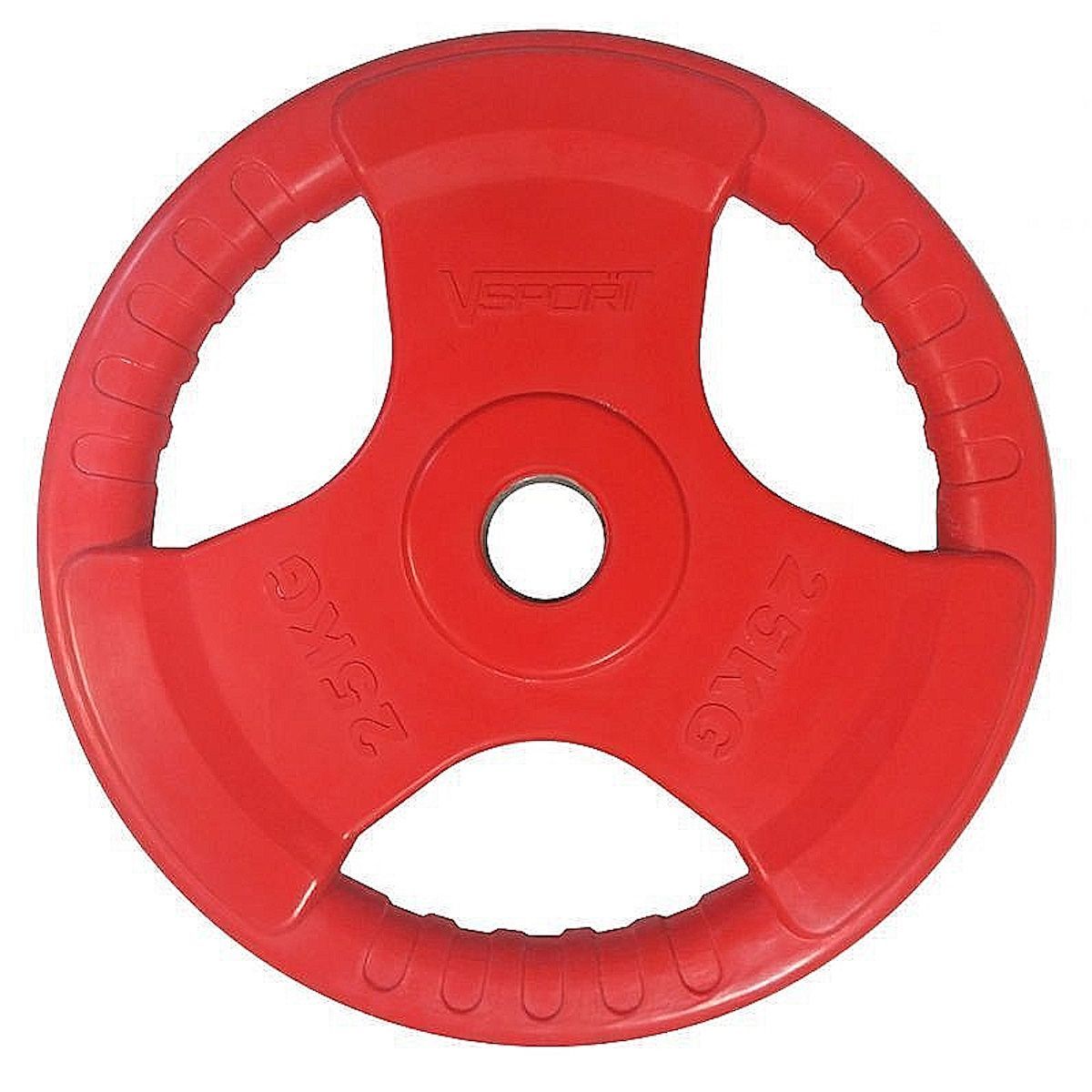 Диск Олимпийский 25кг, обрезиненный цветной с ручками V-Sport LC-25 1200_1200